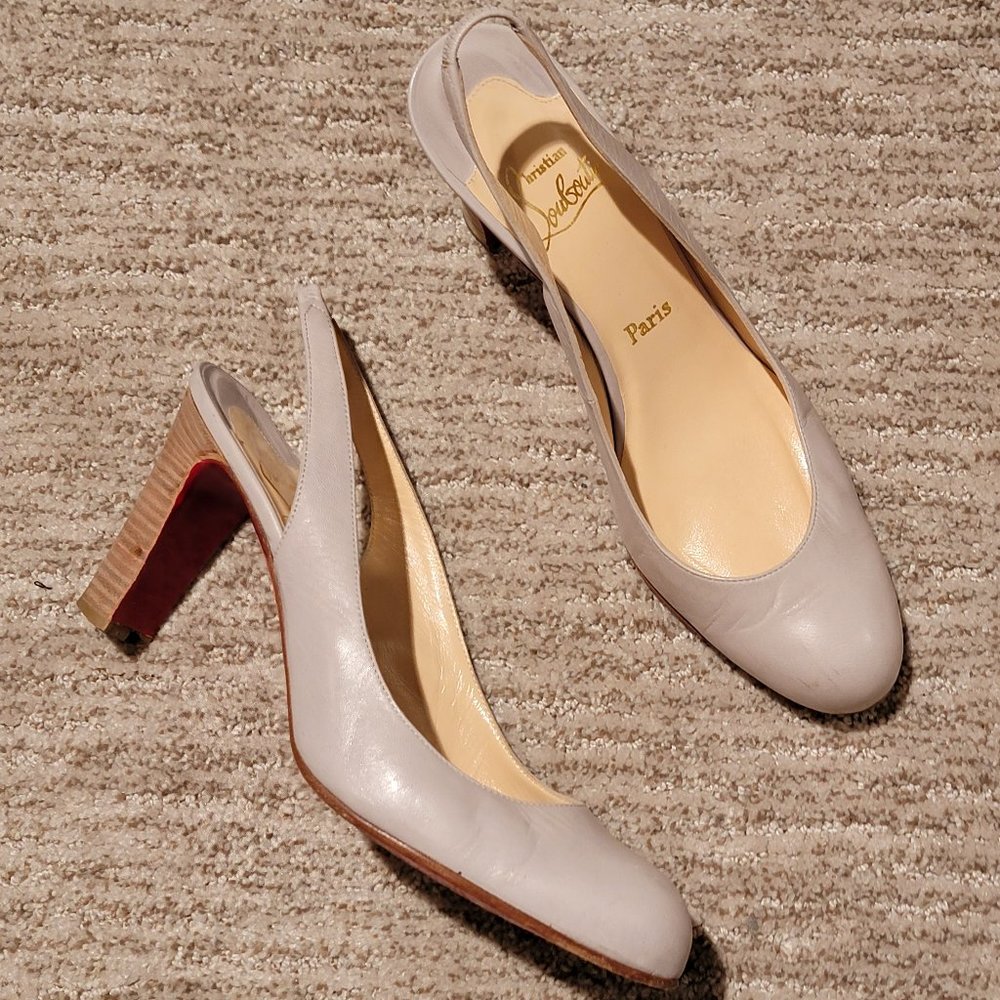 Christian Louboutin Grey Slingback Pumps
